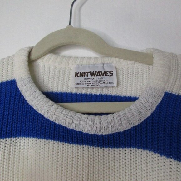 Knit Waves Pullover Sweater Women's Size 12 Rainbow Striped Crew Neck 3/4 Sleeve - Picture 3 of 6